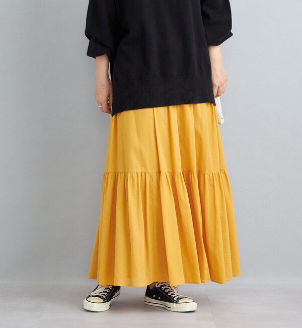 SHIPS for women「〈手洗い可能〉綿ドビー ティアード ギャザースカート◇」|スカート|