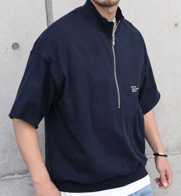 SHIPS any「SHIPS any: COTTON USA ワンポイント ロゴ ハーフジップ Tシャツ◇」|Tシャツ・カットソー|