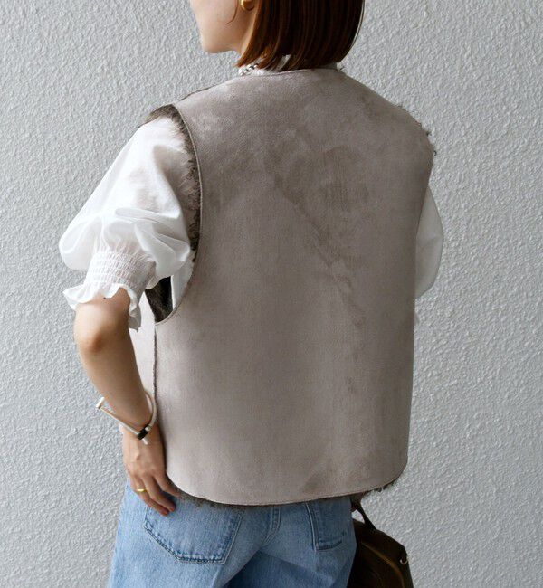 SHIPS for women「リバーシブル フェイクファー ボンディング ジレ」|ベスト・ジレ|