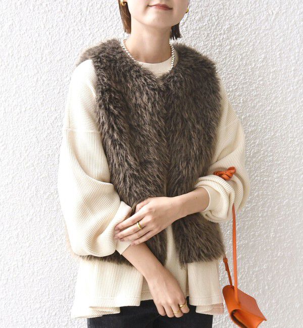 SHIPS for women「リバーシブル フェイクファー ボンディング ジレ」|ベスト・ジレ|