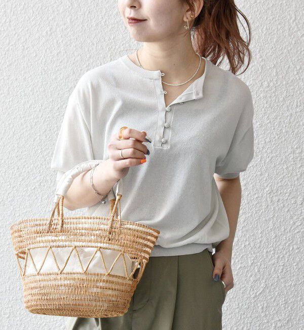 SHIPS any「《一部予約》SHIPS any:〈接触冷感/手洗い可能〉ビジュー ヘンリーネック ニット プルオーバー」|ニット・セーター|