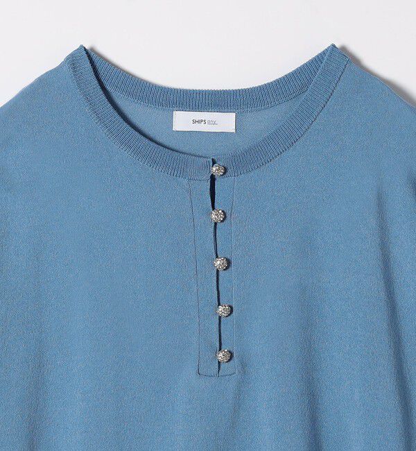 SHIPS any「《一部予約》SHIPS any:〈接触冷感/手洗い可能〉ビジュー ヘンリーネック ニット プルオーバー」|ニット・セーター|