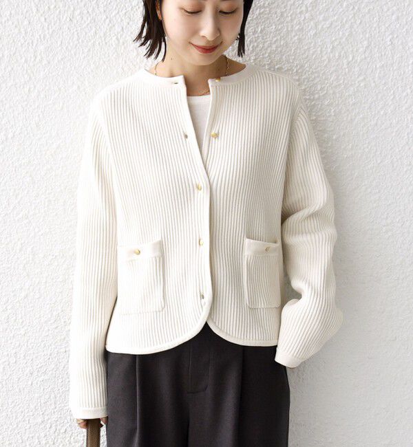 SHIPS for women「〈手洗い可能〉モール リブ クルーネック カーディガン」|カーディガン|