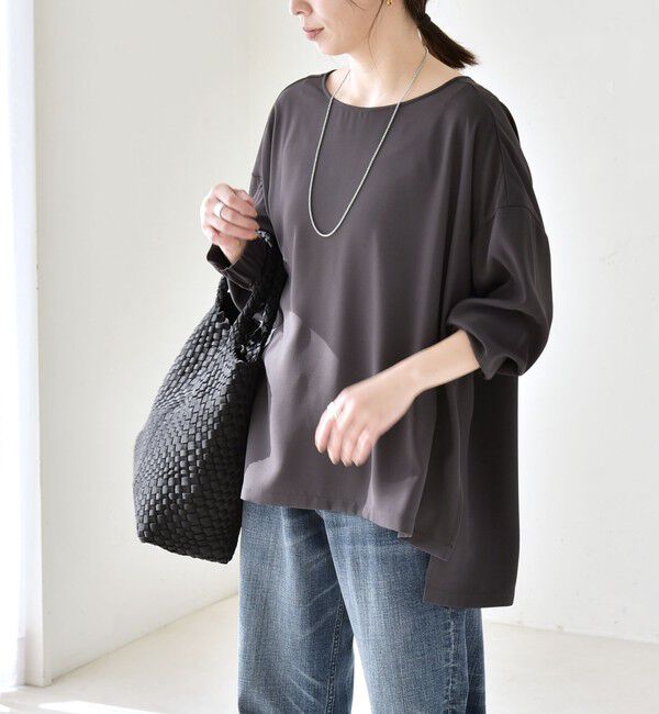 quaranciel「quaranciel:〈洗濯機可能〉ジョーゼット ニュアンス  T-ブラウス」|シャツ・ブラウス|