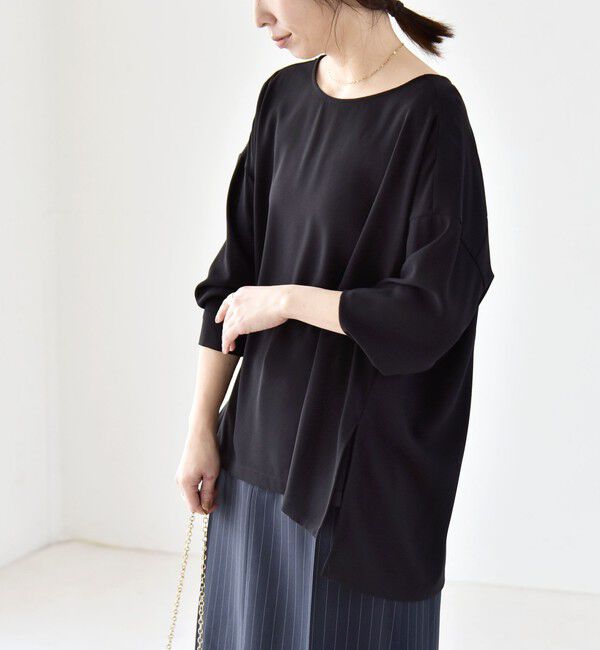 quaranciel「quaranciel:〈洗濯機可能〉ジョーゼット ニュアンス  T-ブラウス」|シャツ・ブラウス|