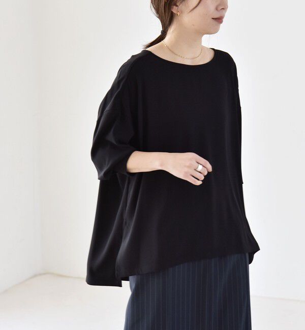 quaranciel「quaranciel:〈洗濯機可能〉ジョーゼット ニュアンス  T-ブラウス」|シャツ・ブラウス|