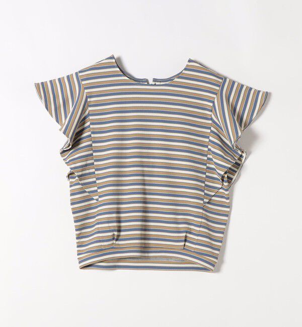 quaranciel「《予約》quaranciel:〈洗濯機可能〉マルチボーダー ラッフル コクーン プルオーバー」|Tシャツ・カットソー|