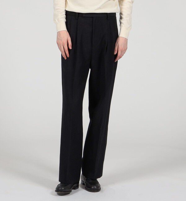 TOMORROWLAND MENS「ウールリネンコットン 2タックワイドストレートパンツ」|スラックス|