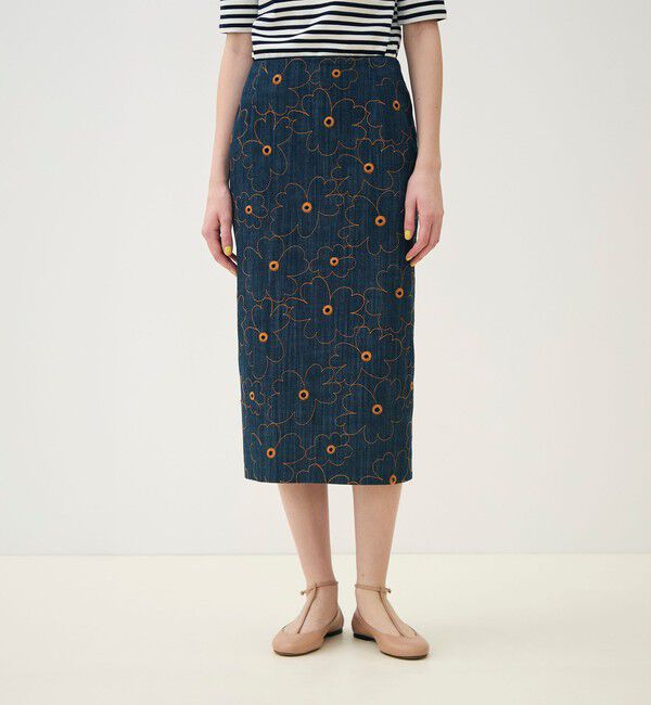 TOMORROWLAND collection「デニムフラワーリング タイトストレートスカート」|タイト|