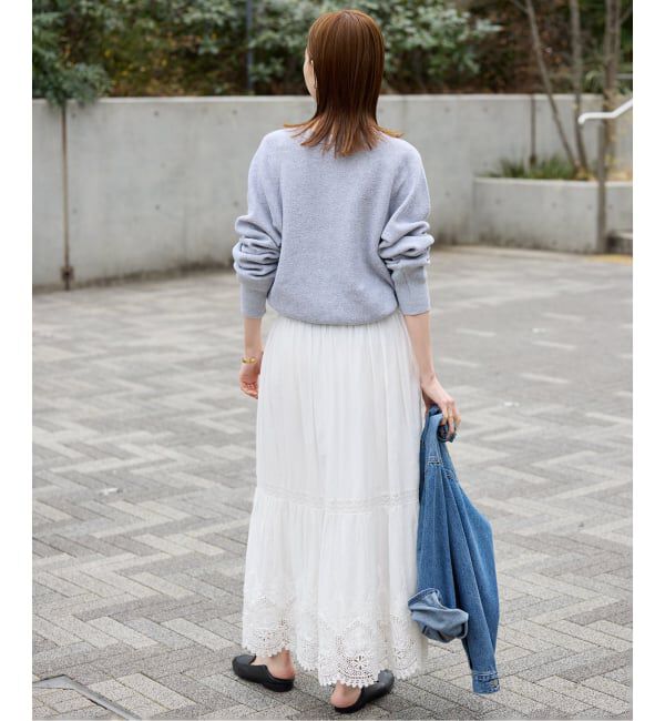 SLOBE IENA「《WEB限定/追加3予約》コットンボイルケミカルレーススカート」|スカート|