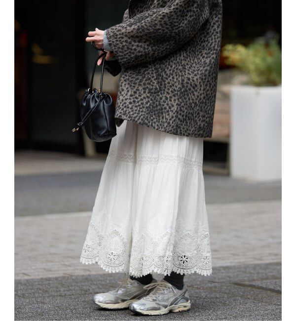 SLOBE IENA「《WEB限定/追加3予約》コットンボイルケミカルレーススカート」|スカート|
