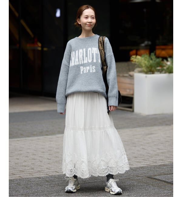 SLOBE IENA「《WEB限定/追加3予約》コットンボイルケミカルレーススカート」|スカート|