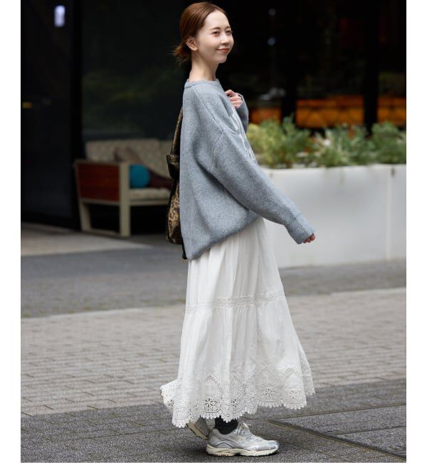 SLOBE IENA「《WEB限定/追加3予約》コットンボイルケミカルレーススカート」|スカート|