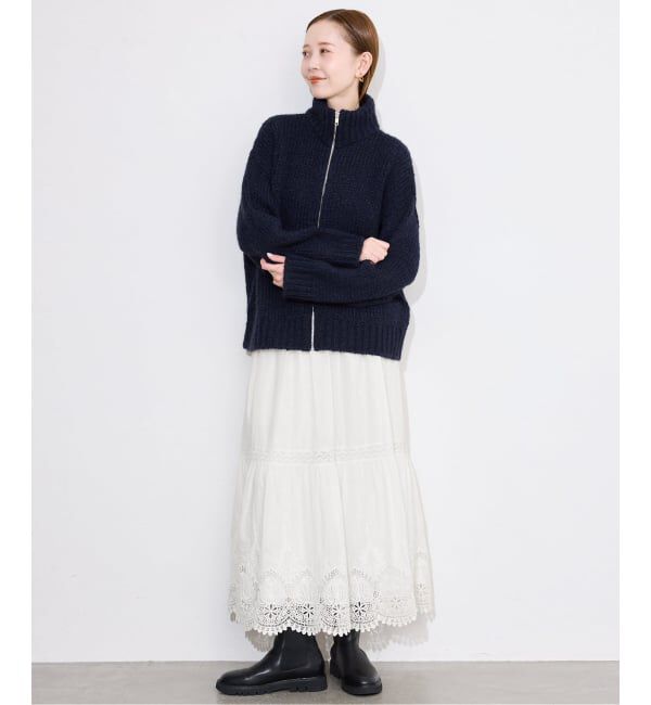 SLOBE IENA「《WEB限定/追加3予約》コットンボイルケミカルレーススカート」|スカート|