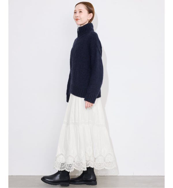 SLOBE IENA「《WEB限定/追加3予約》コットンボイルケミカルレーススカート」|スカート|