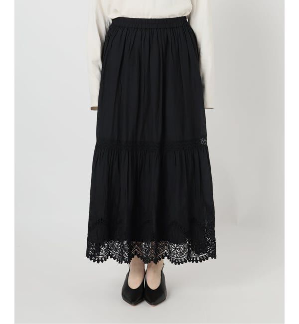 SLOBE IENA「《WEB限定/追加3予約》コットンボイルケミカルレーススカート」|スカート|