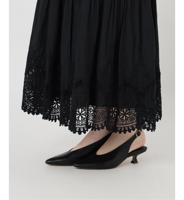 SLOBE IENA「《WEB限定/追加3予約》コットンボイルケミカルレーススカート」|スカート|