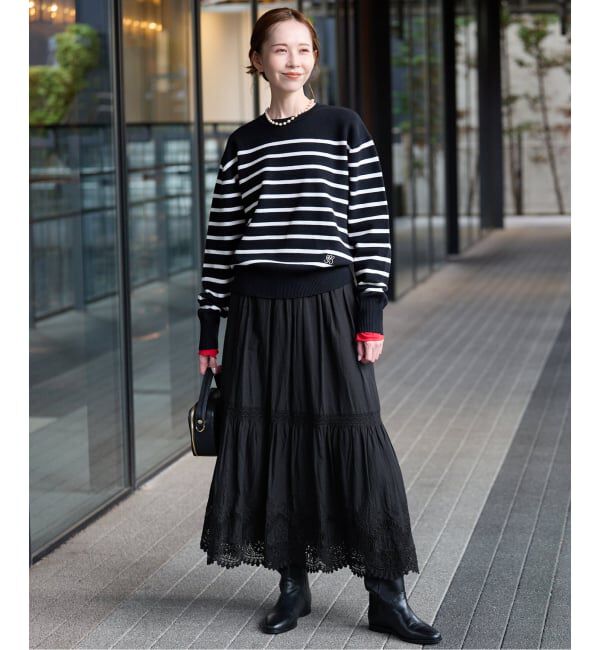 SLOBE IENA「《WEB限定/追加3予約》コットンボイルケミカルレーススカート」|スカート|