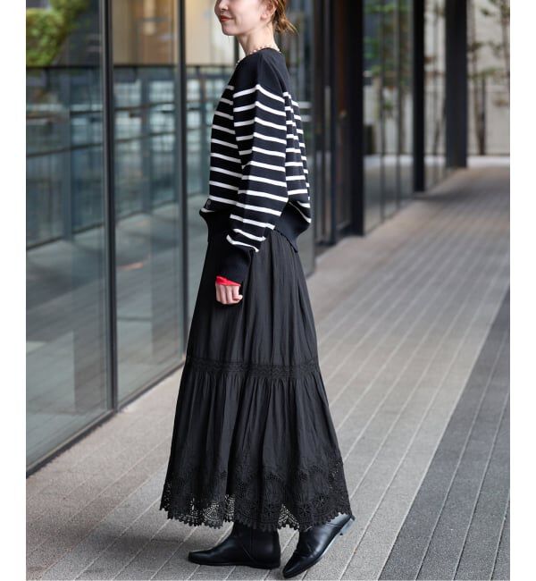 SLOBE IENA「《WEB限定/追加3予約》コットンボイルケミカルレーススカート」|スカート|