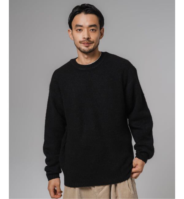EDIFICE「スリアルパカミックス クルーネックニット」|ニット・セーター|ブラック