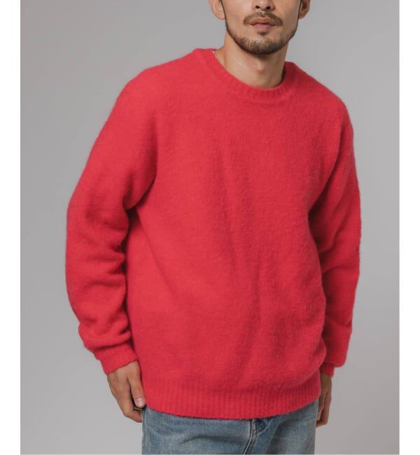 EDIFICE「スリアルパカミックス クルーネックニット」|ニット・セーター|ピンク