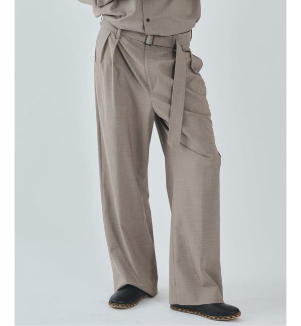 EDIFICE「2WAY トロピカル ベルテッド パンツ」|スラックス|ベージュ
