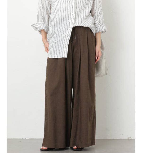 JOURNAL STANDARD relume「《追加 / 新色》リネンコットンワイドギャザーパンツ」|その他|ブラウン