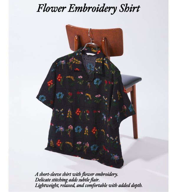 JOURNAL STANDARD「《予約》フラワー エンブロイダリー 半袖 シャツ」|シャツ・ブラウス|ブラック