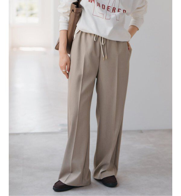 Spick and Span「《手洗い可》P/Wイージースラックスパンツ」|スラックス|ベージュ