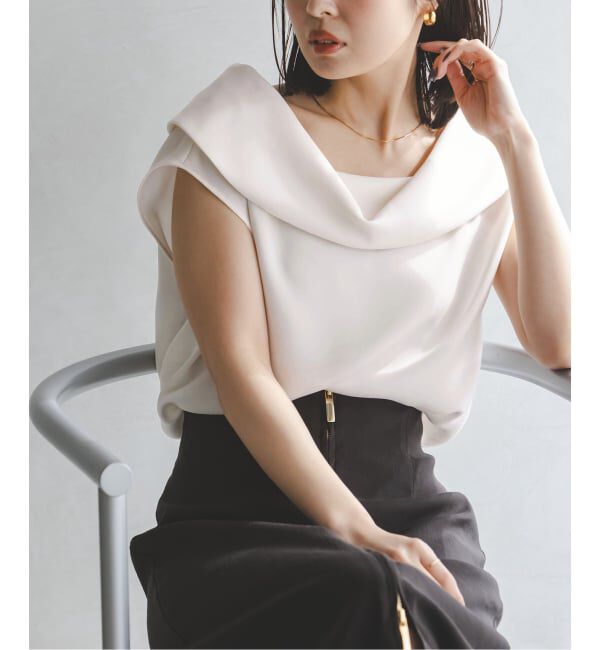 NOBLE「《予約》ヘビーキュプラオフタートルカラーブラウス」|シャツ・ブラウス|ホワイト