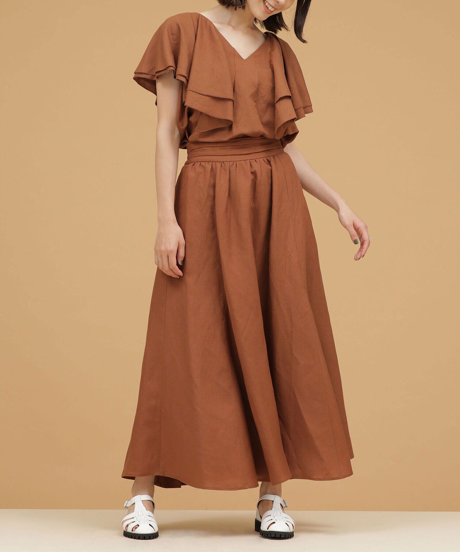 nano･universe「LB.03/リネンブレンドギャザーフレアスカート（セットアップ可）」|スカート|