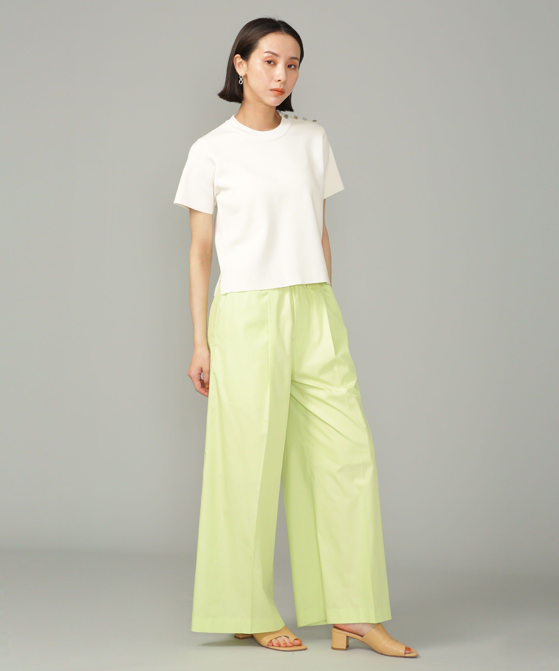 nano･universe「LB.01/コットンポリエステル ワイドパンツ」|チノ|