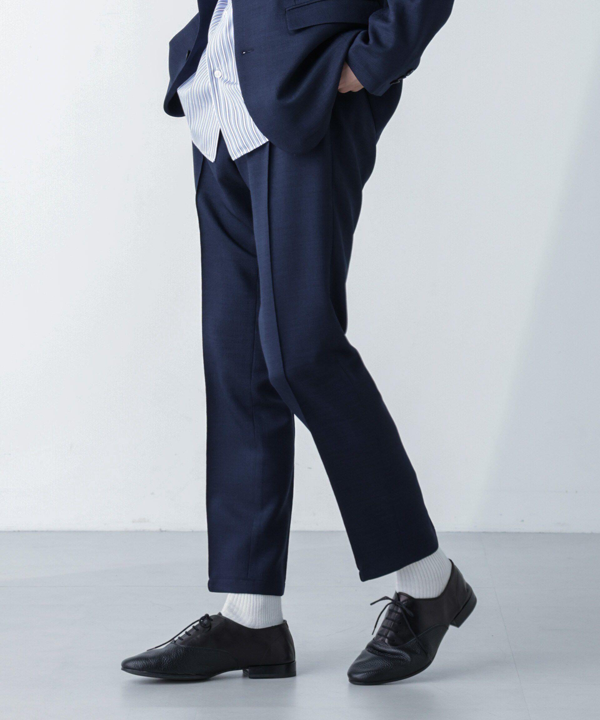 nano･universe「「N TROUSERS」Reflax(R)スラブツイルストレッチパンツ（セットアップ可）」|スーツ|ネイビー