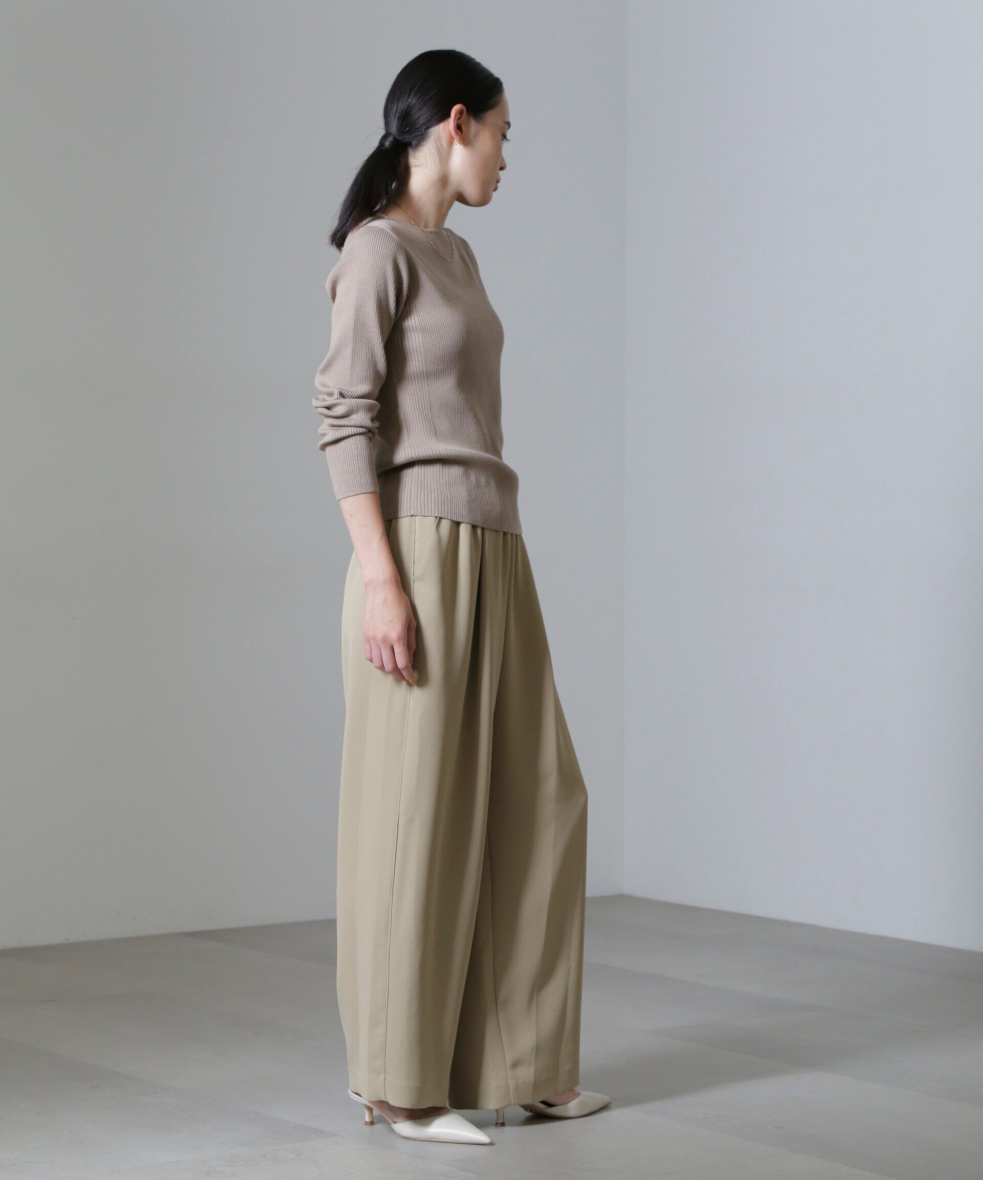 nano･universe「ドロストギャザーパンツ(セットアップ可)」|チノ|