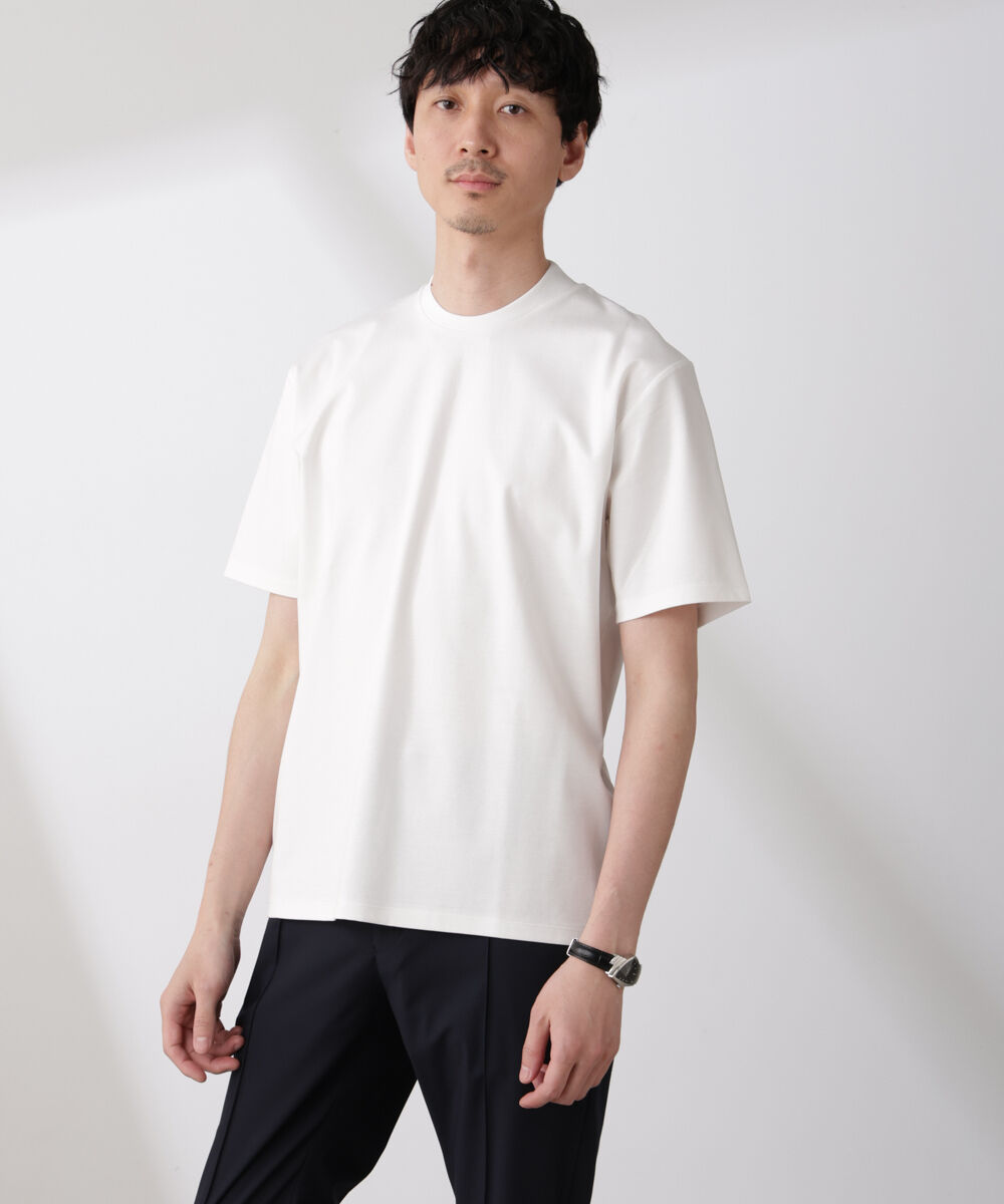 nano･universe「ジャケT(R) プレミアム クルーネック 半袖」|Tシャツ・カットソー|ホワイト