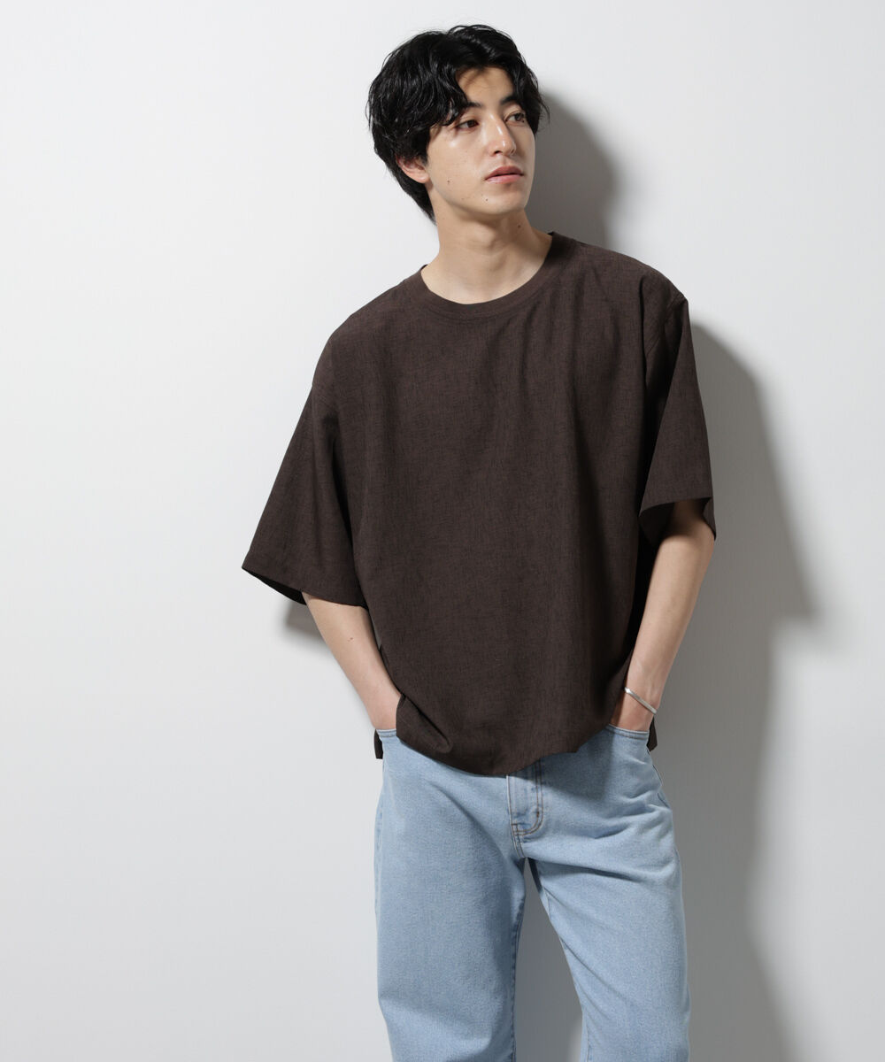 nano･universe「テックリネン布帛Tシャツ 半袖」|Tシャツ・カットソー|