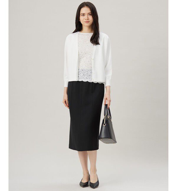 自由区「【接触冷感・UVカット・洗える】クレープストレッチニット カーディガン」|カーディガン|