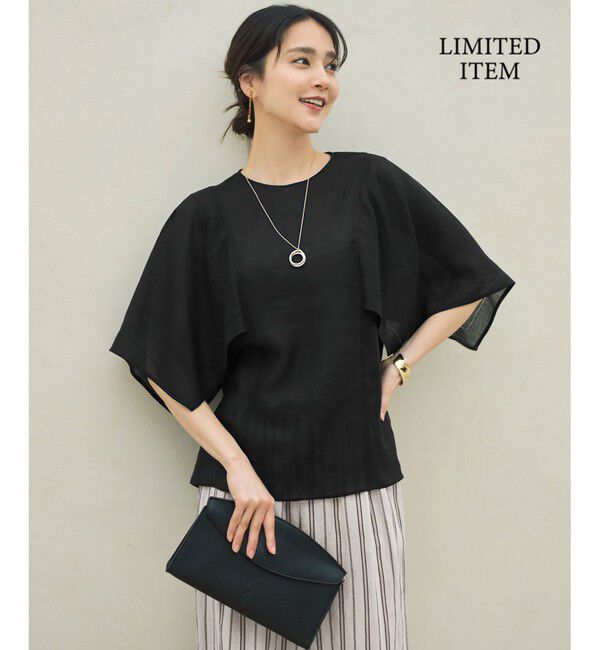 自由区「【WEB限定・接触冷感・洗える】シアーラミーローンイレギュラーヘムスリーブ ブラウス」|シャツ・ブラウス|