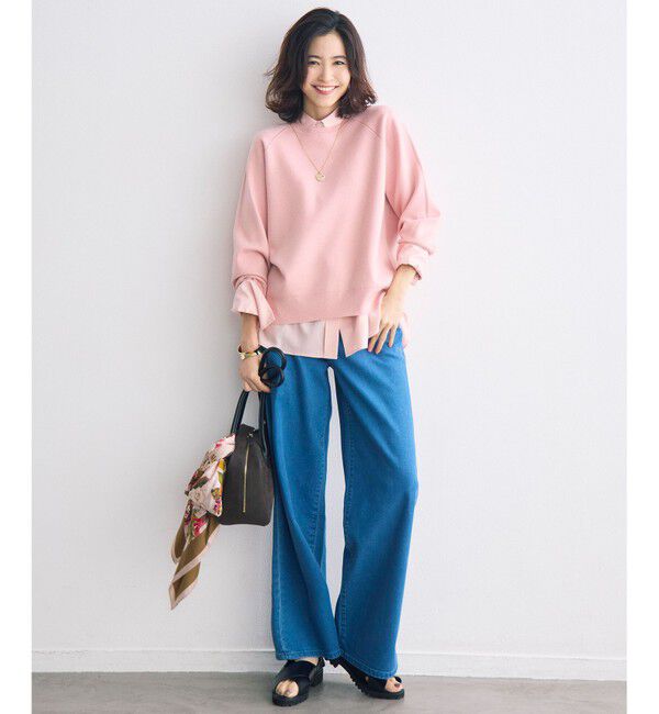 自由区「【SHIHOさん着用・スタイリングのアクセントに・大判】ボタニカルプリント スカーフ」|バンダナ・スカーフ|