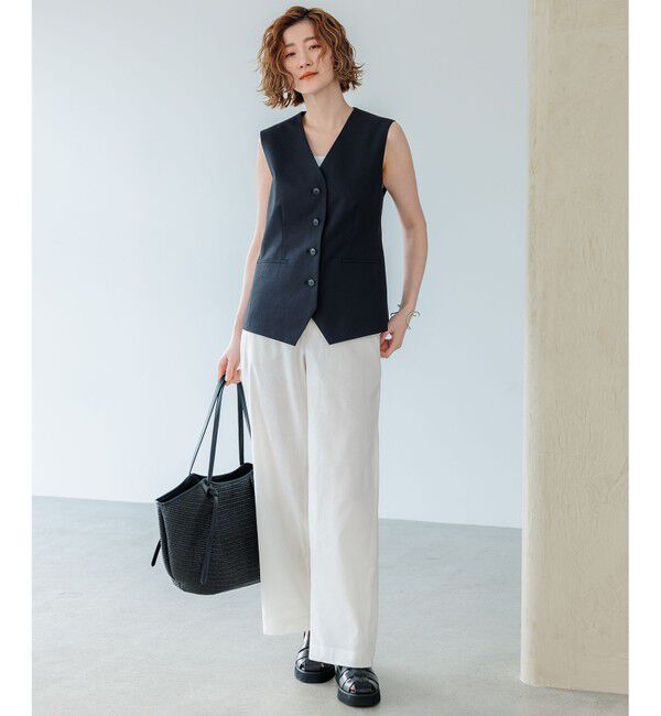 23区「【セットアップ対応/洗える】コットンリネン オックスストレッチ ジレ」|その他|