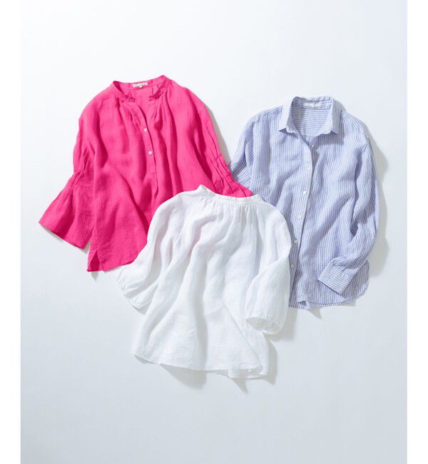 23区「【洗える】LIBECOリネン ボリュームスリーブ ブラウス」|シャツ・ブラウス|