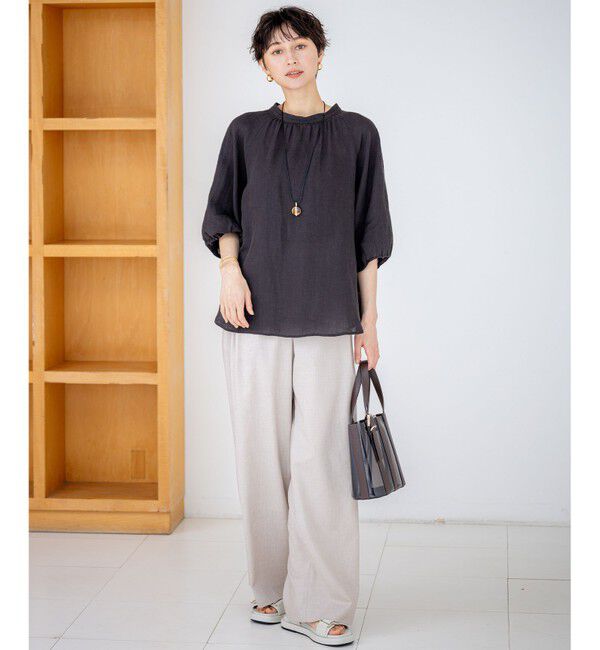 23区「【洗える】LIBECOリネン ボリュームスリーブ ブラウス」|シャツ・ブラウス|
