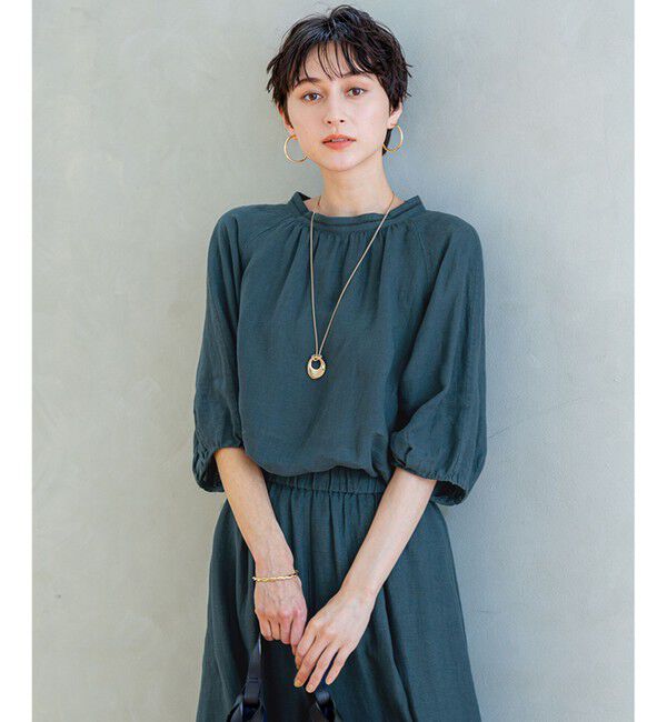 23区「【洗える】LIBECOリネン ボリュームスリーブ ブラウス」|シャツ・ブラウス|ﾀﾞｰｸｸﾞ