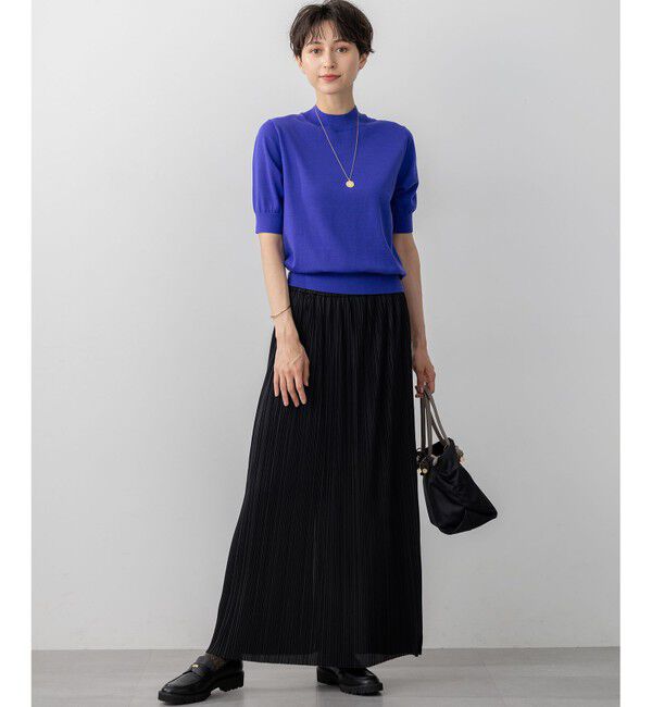 23区「【洗える】サステナブルウール モックネック 5分袖 ニット」|ニット・セーター|