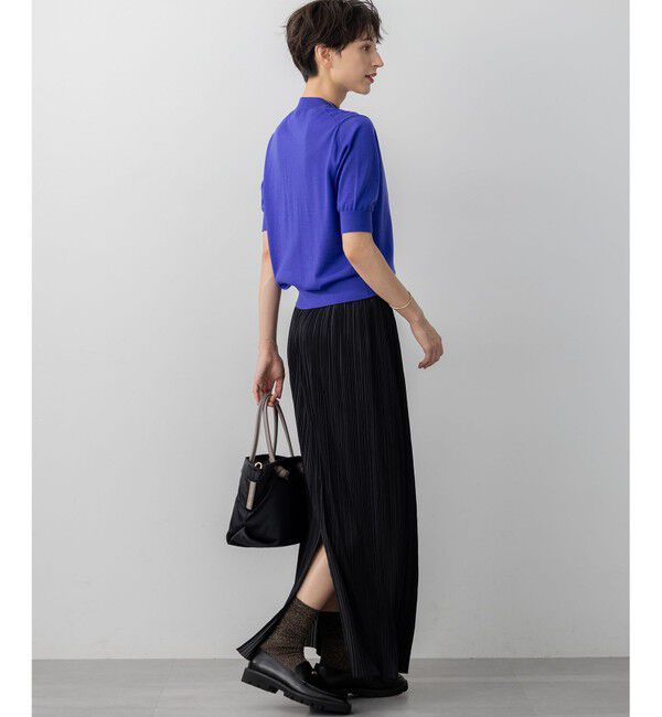 23区「【洗える】サステナブルウール モックネック 5分袖 ニット」|ニット・セーター|