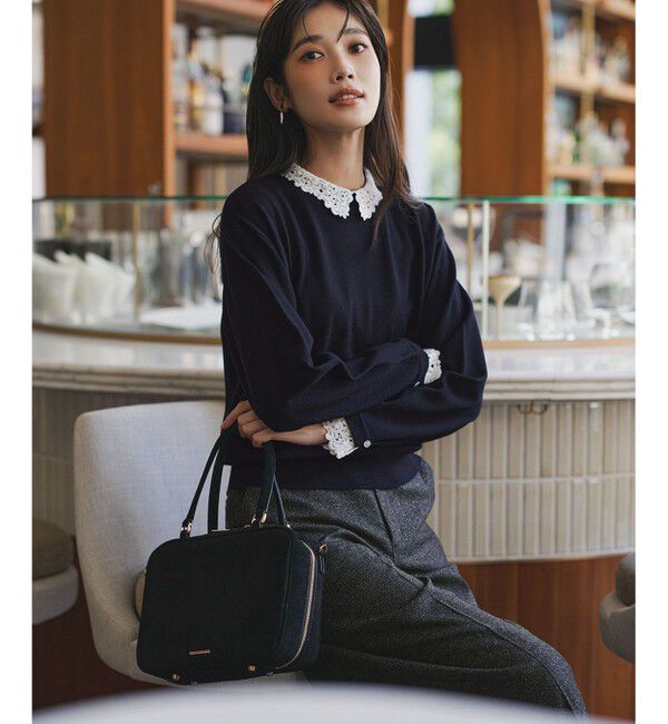 23区「【洗える】エンブロイダリー フラワーレースコンビ ニット」|ニット・セーター|