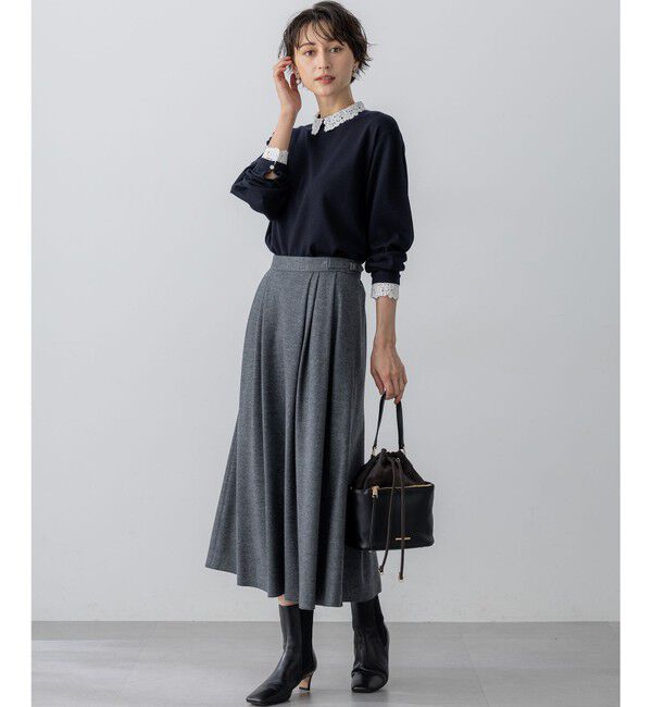 23区「【洗える】エンブロイダリー フラワーレースコンビ ニット」|ニット・セーター|