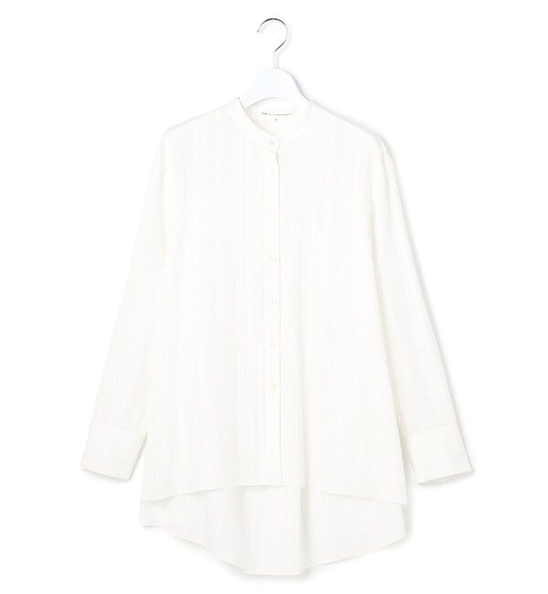 23区「ドビーストライプ バックタック フレアブラウス」|シャツ・ブラウス|