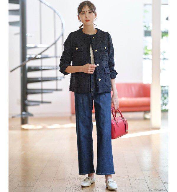 any SiS「ツイードノーカラーミドル ジャケット」|ノーカラージャケット|