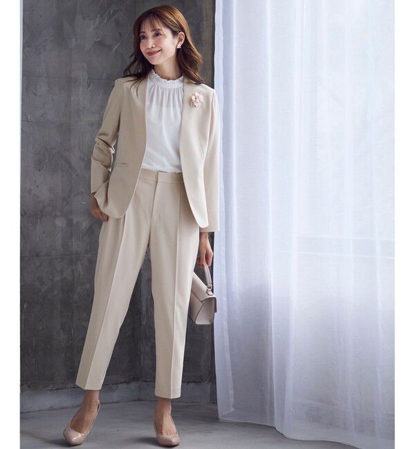 ANY SIS「【洗える】セレモニーダブルクロス カラーレス ジャケット」|ノーカラージャケット|